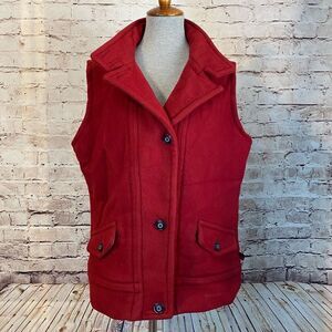 Woolrich Womens Wool Blend Vest Button Up Sleeveless Cranberry Red Size L
